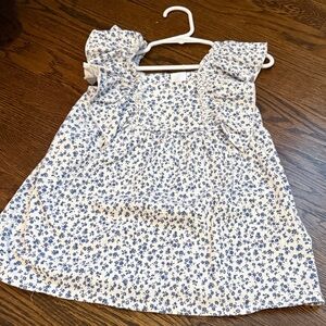 Zara White Tank Top with Blue Floral Ruffle Straps